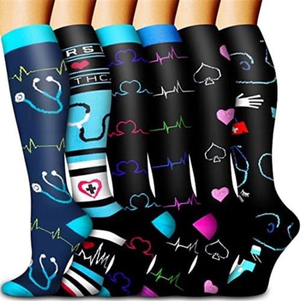 6 Pack Assorted Copper Compression Socks for Women - image 1